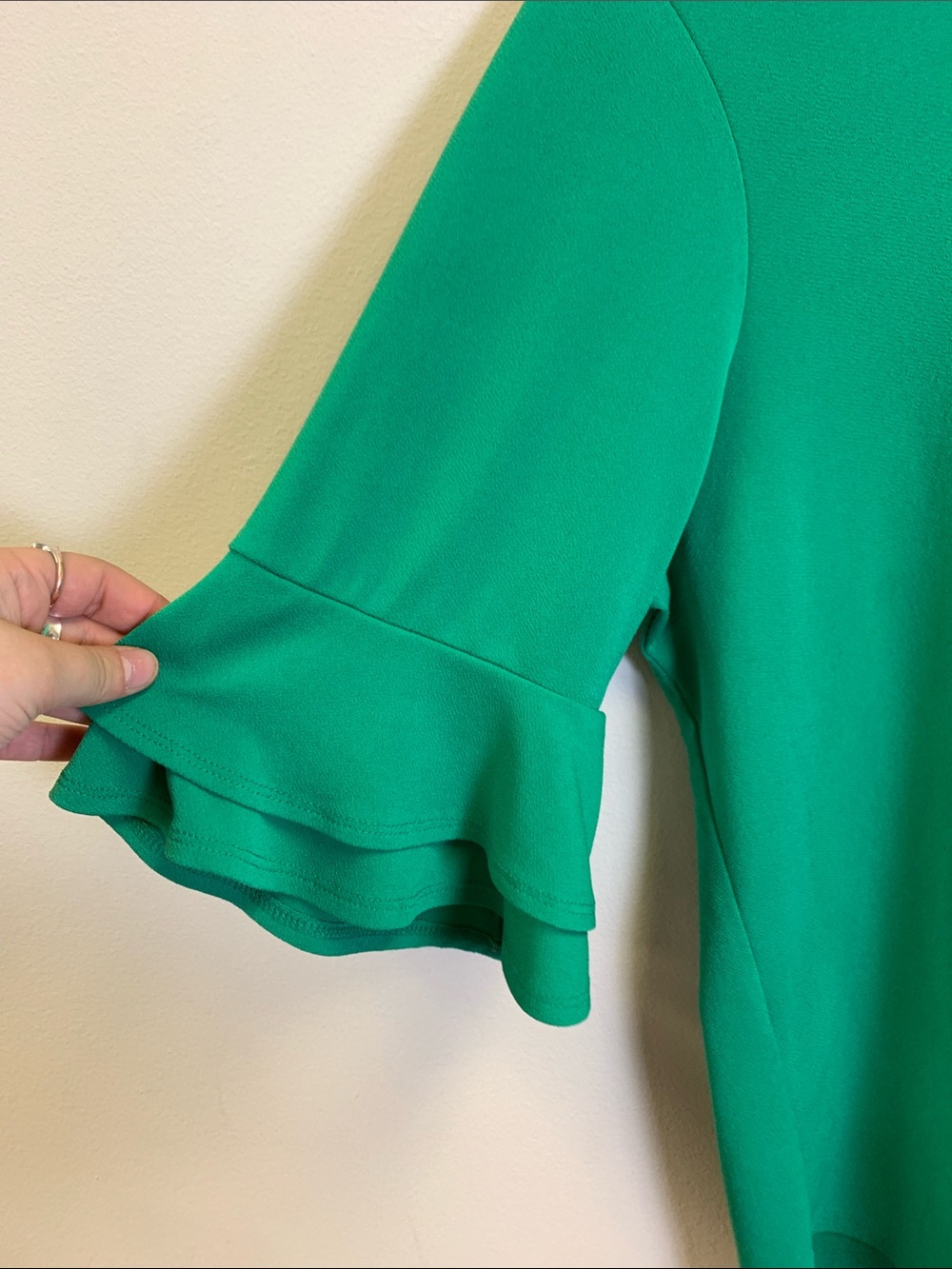 Adrianna Papell Green Ruffle Sleeve Blouse - Picture 4 of 5